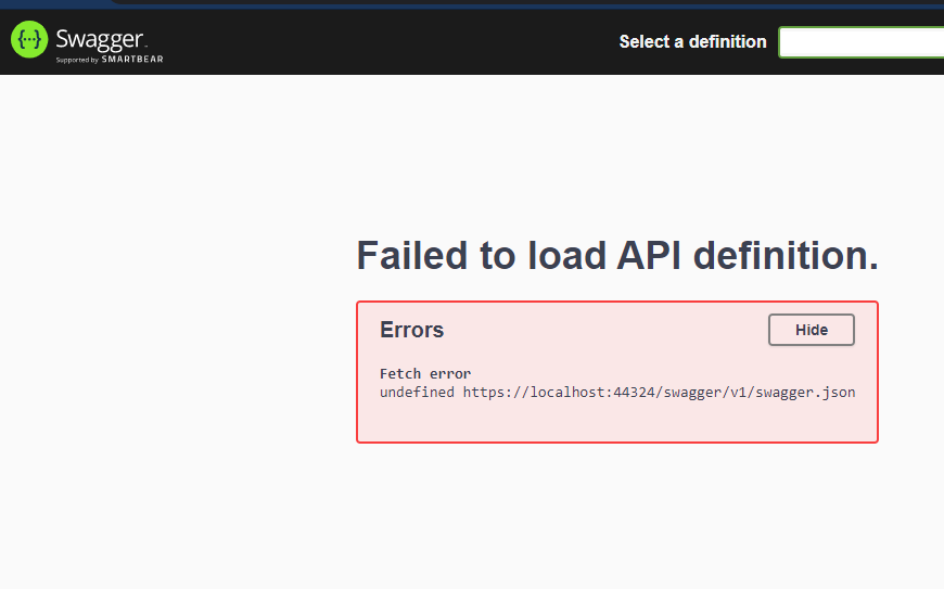 Failed to load API definition - ASP.NET CORE Web API + Swagger